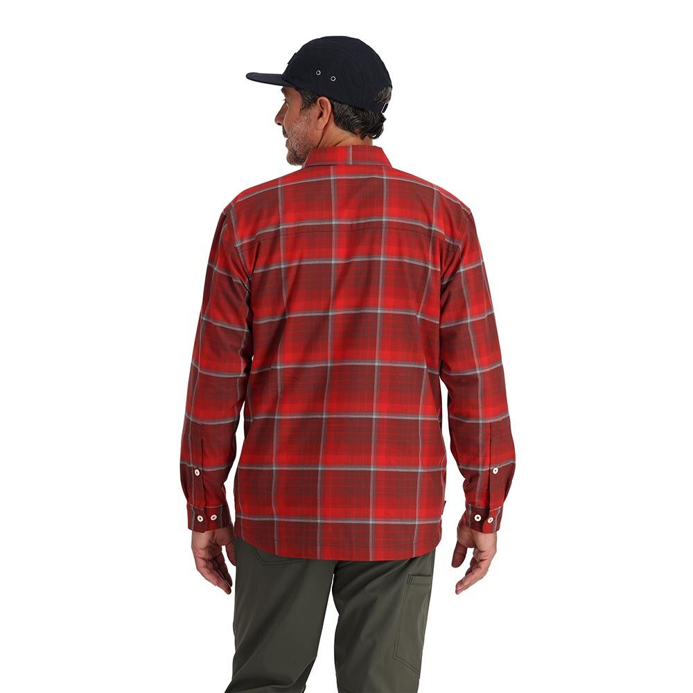 Simms ColdWeather Long Sleeve Shirt Men's in Cutty Red Asym Ombre Plaid